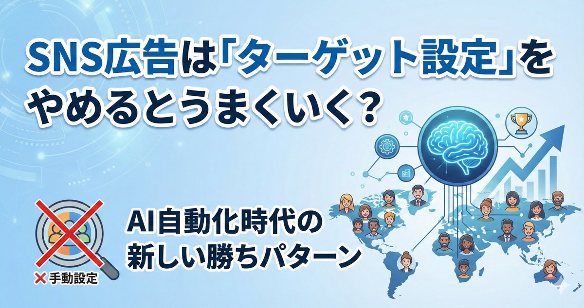 rfa_db's tweet photo. 【記事公開】「ターゲットを絞りすぎて、配信が広がらない」というジレンマ。AIの精度が上がった今、機械学習に任せる方が賢い選択になることも。SNS広告で「設定を捨てる」メリットと成功させる為のポイントを実録ベースでまとめました。
#SNS広告 #WEBマーケ #運用型広告 #AI活用

詳細はツリーへ🔽 https://t.co/hJWVkgB4Oz