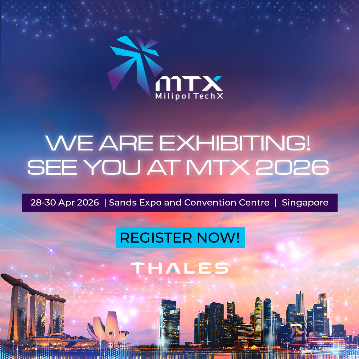ThalesDigiSec's tweet image. We're honoured to be at Asia-Pacific's landmark #PublicSafety and national security event, MTX-Milipol TechX in #Singapore!  

Visit us to discover our accelerated #AI for critical systems and our solutions for securing the post-quantum era through crypto-agility.