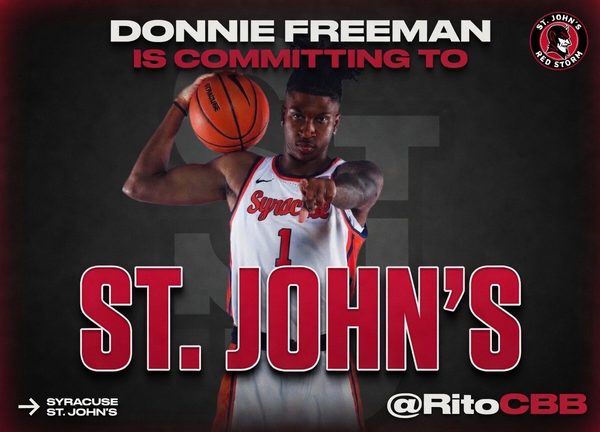 RitoCBB's tweet image. BREAKING: Syracuse sophomore Donnie Freeman is transferring to St. John’s University, sources tell me. Rick Pitino swoops in and steals him from Mark Pope. Big spash for the Red Storm!

Freeman averaged 16.5 points and 7.2 rebounds per game last season. 

#CBB #TransferPortal