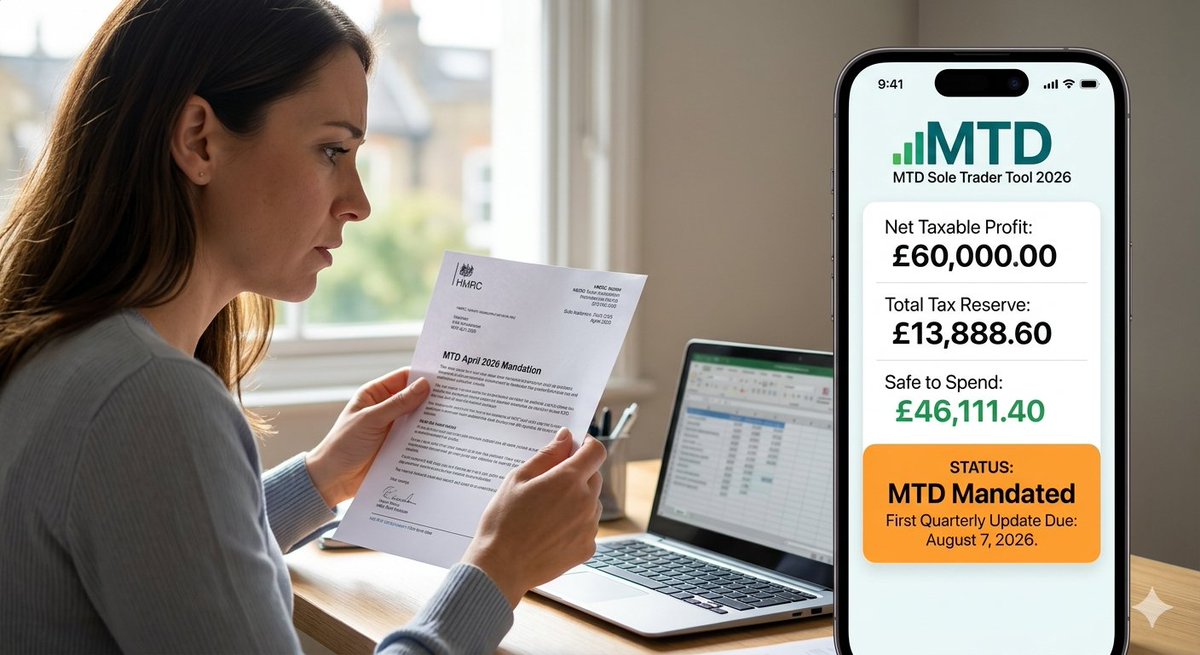 Scionryu's tweet photo. HMRC’s April 2026 MTD rules just turned every sole trader’s life upside down. 💀

If your turnover is >£50,000, you’re officially mandated. But here’s the trap: it’s based on GROSS sales, not profit.

You could be making £20k profit and still be forced into quarterly updates. https://t.co/MiNmH2nMMD