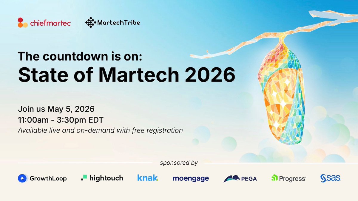 yourtinywords's tweet image. 👉 Register here:
my.sociabble.com/nkKq88fwReyd

#StateOfMartech #MarketingTechnology #CustomerEngagement