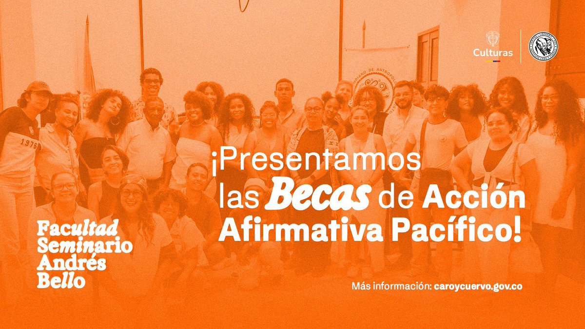 CaroyCuervo's tweet photo. 🗣️ Este es un llamado al Pacífico colombiano. 📢 Por primera vez, el #ICC, en alianza con @mincultura, ofrece becas para sus programas de maestría con el deseo de seguir creciendo juntos. 

#LaCasaDeLasPalabra ofrece cinco becas (una por programa) que cubrirán el 100 % de la matrícula de las maestrías de nuestra Facultad Seminario Andrés Bello, dirigidas a personas que hayan nacido en el territorio del Pacífico colombiano, así como a integrantes de comunidades negras, afrocolombianas, indígenas, raizales o palenqueras que acrediten su pertenencia étnica y su residencia en dicho territorio.

Podrás postularte a las maestrías en: Escritura Creativa, Estudios Editoriales, Literatura y Cultura y Enseñanza de Español como Lengua Extranjera (modalidad virtual o presencial). 

📚 Esta iniciativa, enmarcada en la política pública CONPES 4185 de 2026, busca ampliar el acceso a formación avanzada en regiones con mayores brechas educativas del país. El beneficio cubre la totalidad de la matrícula durante los cuatro semestres del programa, siempre que se cumplan las condiciones académicas establecidas. 

👉🏿 Recuerda: para aplicar a esta beca debes haber completado el proceso de inscripción a la maestría y contar con el aval de admisión. Las postulaciones estarán abiertas del hasta el 29 de junio de 2026. 

Conoce más información sobre requisitos y proceso de postulación en: https://t.co/WyVD3qc5ng.