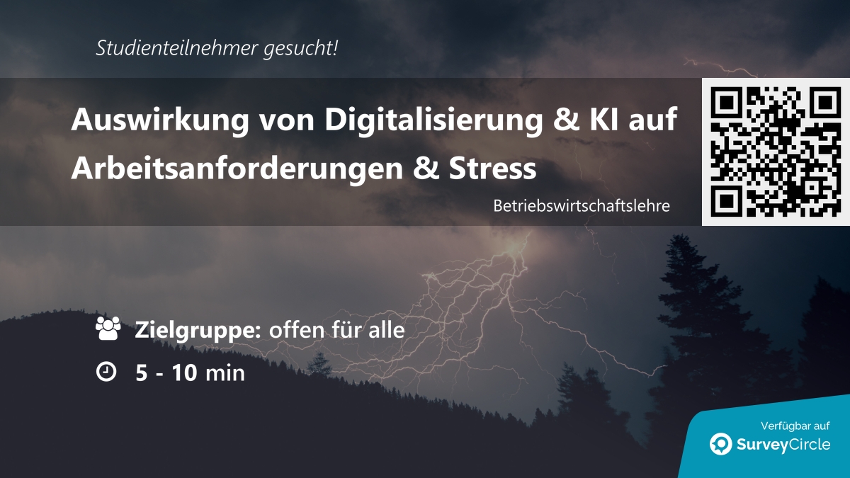 daily_research's tweet image. Teilnehmer für Online-Studie gesucht!

Thema: "Auswirkung von Digitalisierung &amp;amp; KI auf Arbeitsanforderungen &amp;amp; Stress" surveycircle.com/PCL6Y9/ via @SurveyCircle #fhooe

#digitalisierung #technostress #arbeitsanforderung