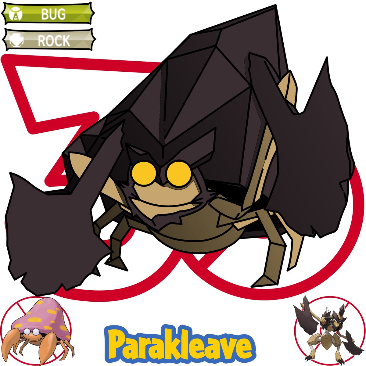Nerdalachia's tweet image. Parascythe, Parascize, and Parakleave #pokemon #fakemon #fusion #fanart