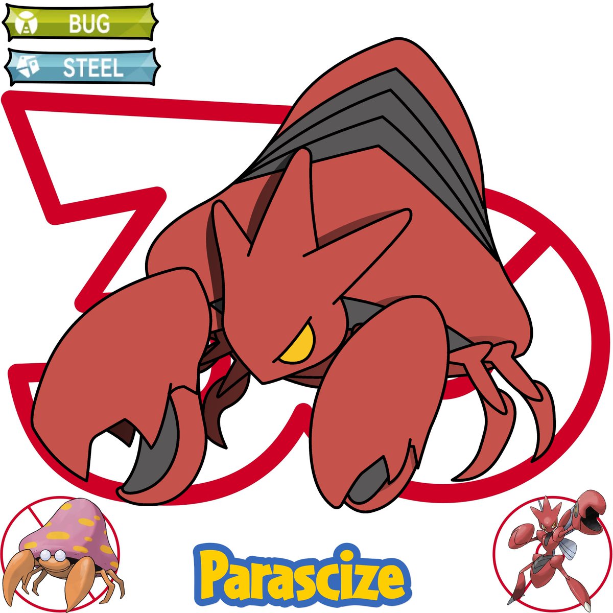Nerdalachia's tweet image. Parascythe, Parascize, and Parakleave #pokemon #fakemon #fusion #fanart