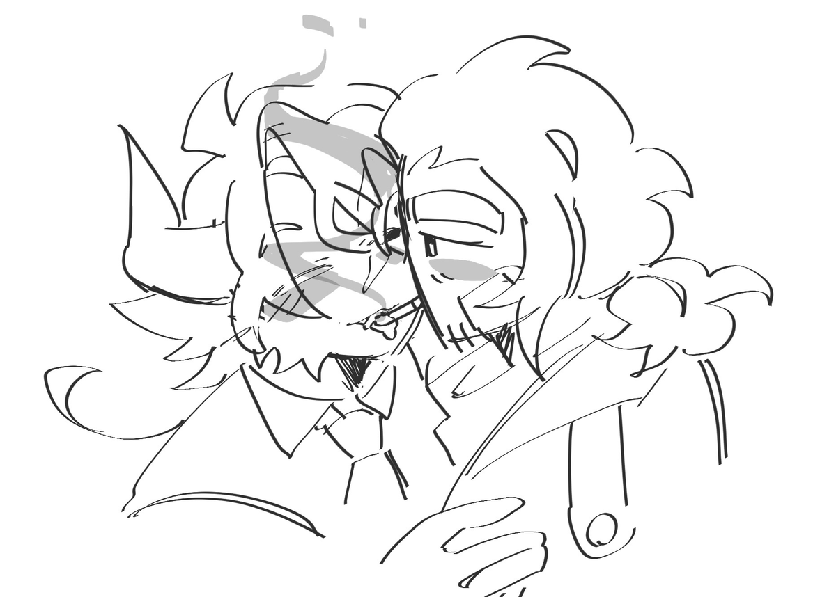 ahi_bit's tweet photo. "can u doodlee zuka and broker mayeb and thoughts on them as ship??! c:" -> I honestly think Scythe and Broker just have a really really close friendship that is precieved romantic but they're just comfortable. Now, Broker and Zuka tho are gay https://t.co/GiPPPRjH6e https://t.co/QEXEG2NJki