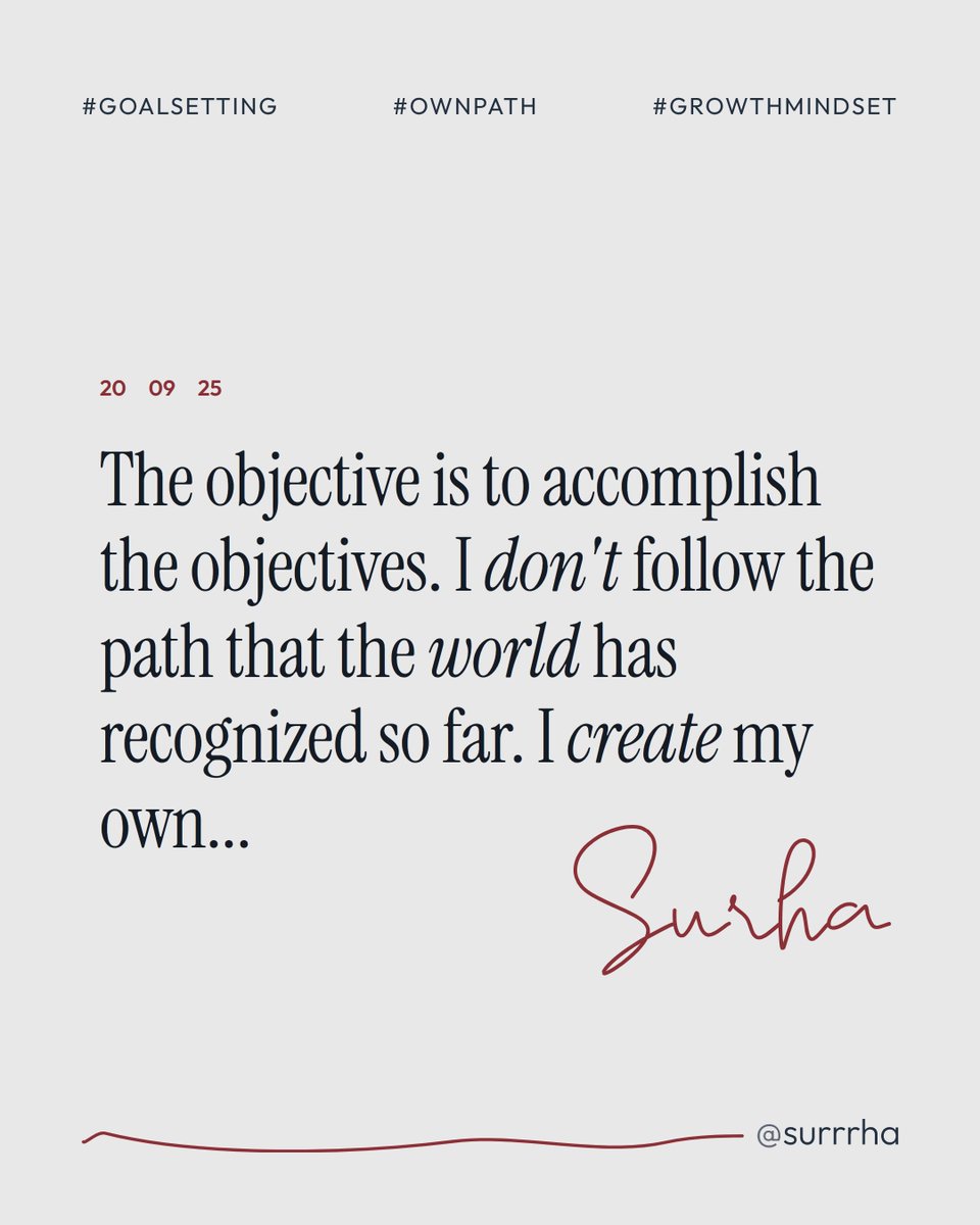 AnaskaMiss5120's tweet image. The objective is to accomplish the objectives. I don't follow the path that the world has recognized so far. I create my own...

#GoalSetting #OwnPath #GrowthMindset #Innovation #Trailblazer
