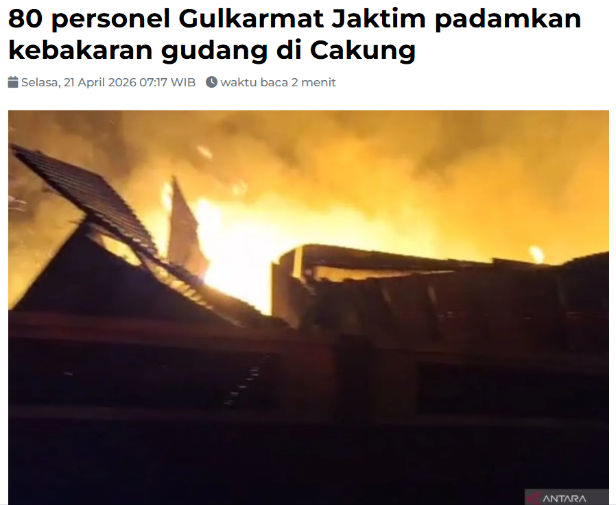 ChasyaKomunika's tweet image. 80 personel Suku Dinas Penanggulangan Kebakaran dan Penyelamatan Jakarta Timur berupaya memadamkan kebakaran Gudang di jl Komarudin Lama RT 13/RW 5, Pulo Gebang, Cakung.

Informasi kebakaran diterima pada pukul 04:05 WIB melalui layanan Jakarta Siaga 112.

#kebakaran #damkar #api