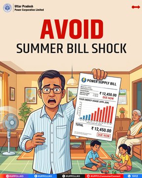 puvvnlvaranasi's tweet image. #SummerTips #BillAwarenessSummer
heat can increase electricity usage but a little planning can make a big difference. Use appliances wisely, manage peak-time usage, and track your consumption regularly with the UPPCL Smart App.
@UPPCLLKO
@PuVVNLHQ
@aksharmaBharat
@ChairmanUppcl