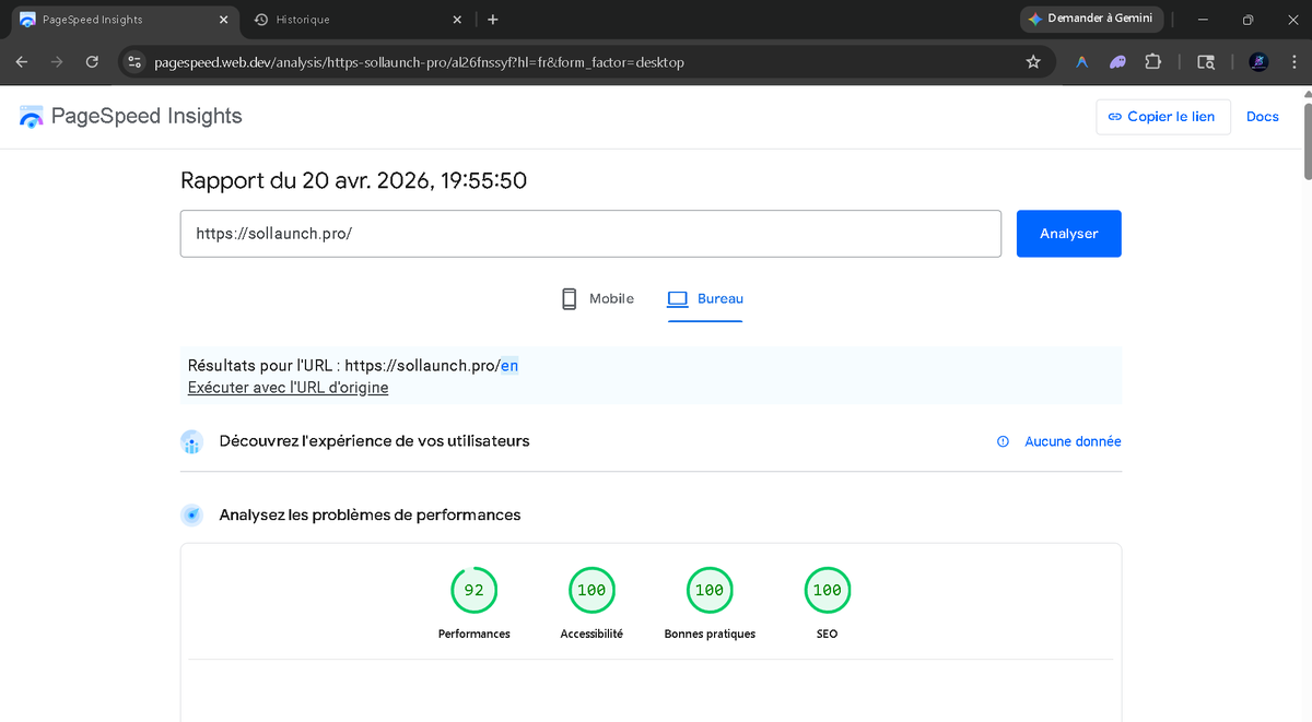 SollaunchPro's tweet photo. PLATFORM UPDATE

Google PageSpeed Results are in! 

✅ Performance: 92/100
✅ Accessibility: 100/100
✅ Best Practices: 100/100
✅ SEO: 100/100

SolLaunch is now FASTER than ever! 

Perfect scores mean:
- Lightning-fast loading
- Smooth trading
- Works on any device
- Optimized performance

Try the fastest Solana trading platform:
https://t.co/H9wpFaOtqo