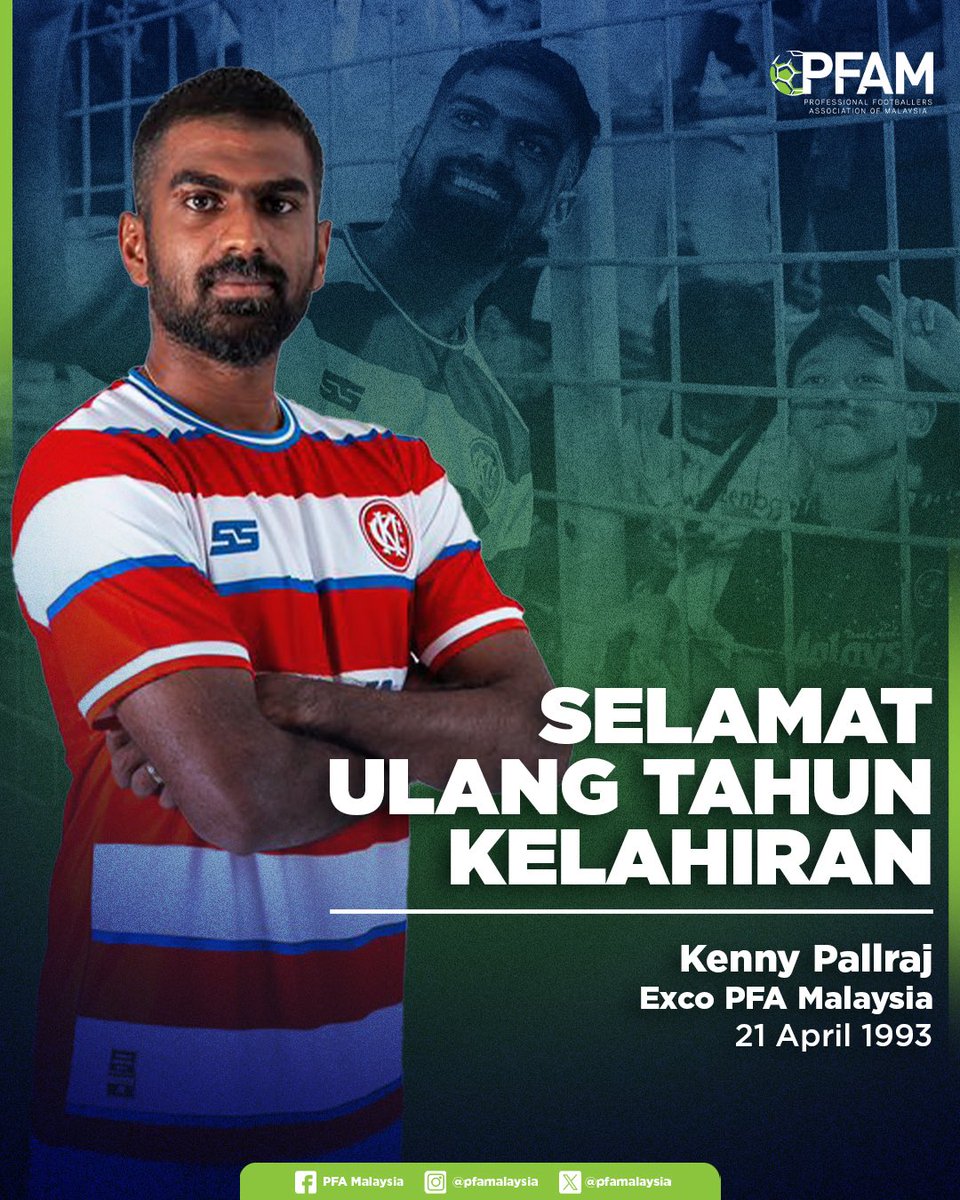 pfamalaysia's tweet photo. 🎉 Selamat ulang tahun kelahiran diucapkan kepada Exco PFA Malaysia, Kenny Pallraj

Semoga dipanjangkan umur, murah rezeki dan dipermudahkan segala urusan.

#PFAMalaysia
#SupportingThePlayers
#BuildingTheGame https://t.co/pBCqV408nm
