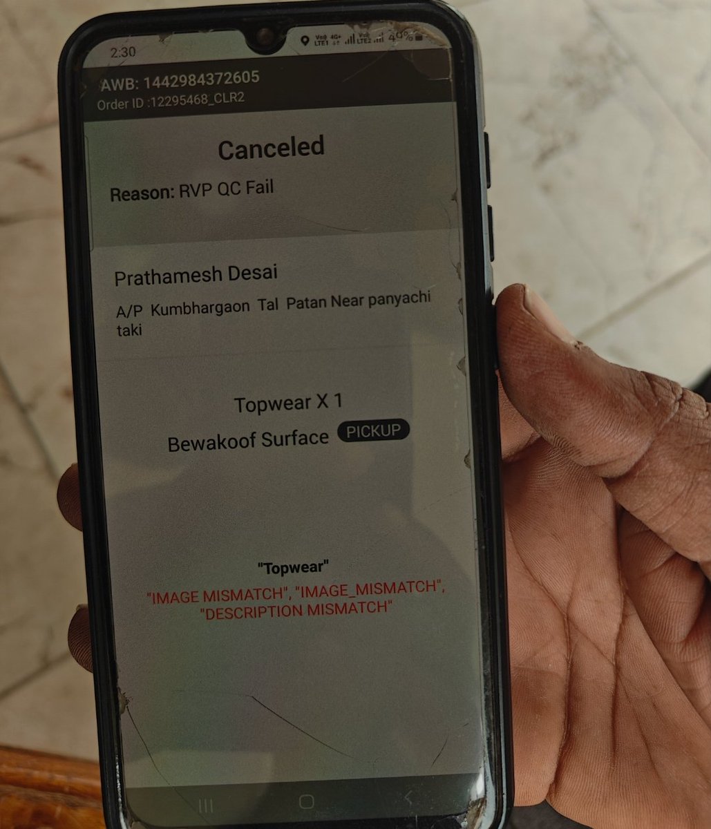 prath_de's tweet photo. @bewakoof I ordered a Men's Olive Flat Knits Sweater (Order ID: 72426346) on April 4, 2026, but received a used, untagged, and incorrect item that isn't even your brand! 😤 No invoice either. Can you help? 🤷‍♂️ #customerservice #wrongorder #badseevice https://t.co/Mhq3i2LDJh