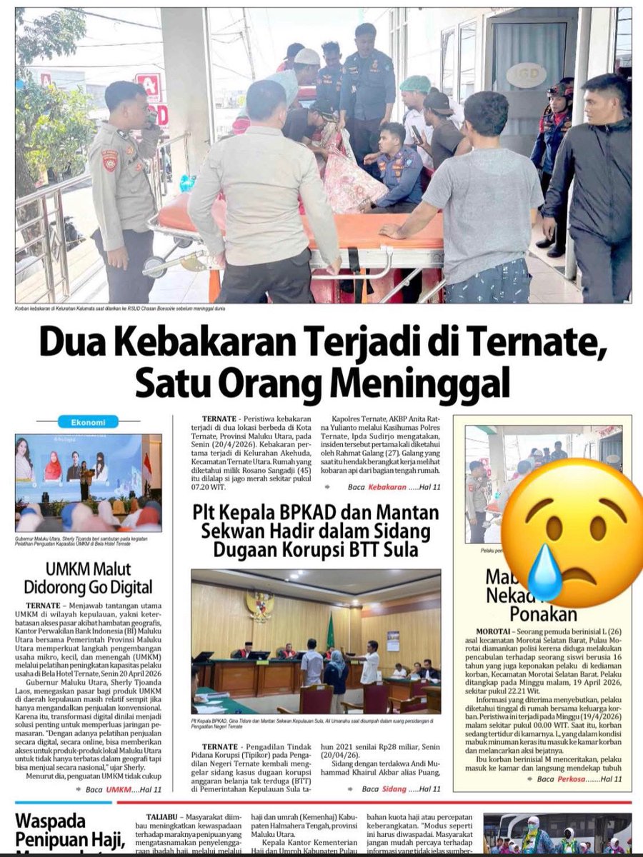 fajar_malut's tweet photo. Fajar Malut Edisi Selasa 21 April 2026 #koran  #Fajarmalut  #Ternate https://t.co/VyHtXUWQ28