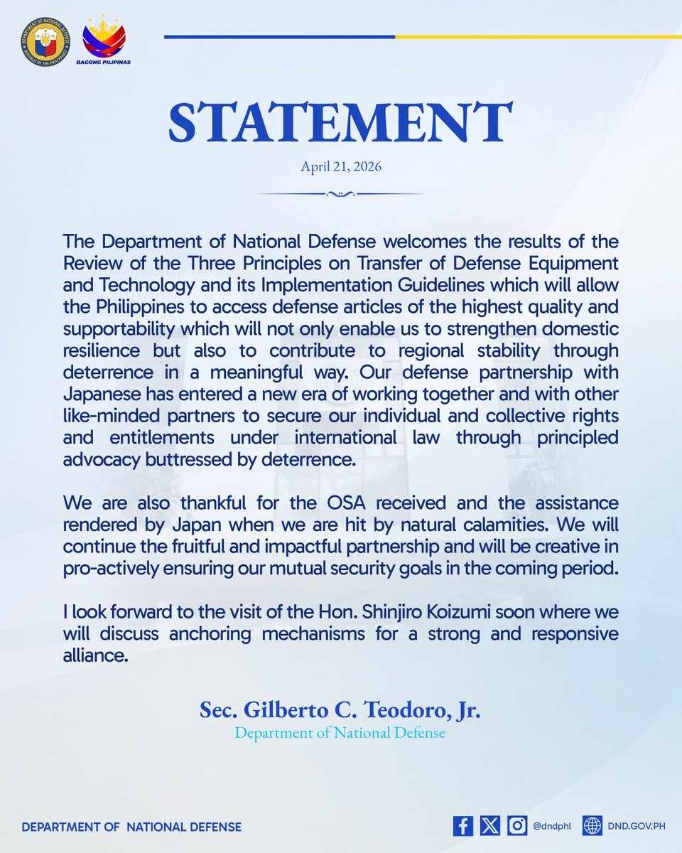 Department of National Defense - Philippines tweet media