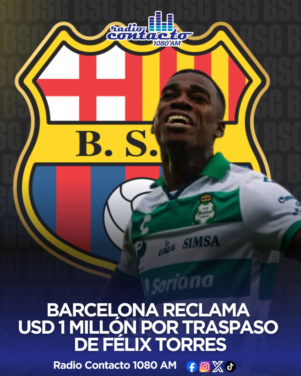 ContactoRa10288's tweet image. ⚽ #BarcelonaSC inició acciones legales ante la #FIFA contra #SantosLaguna por una deuda relacionada con el traspaso de Félix Torres.

El club guayaquileño reclama USD 1 millón más intereses, correspondiente al 30% restante del pase del defensor ecuatoriano.