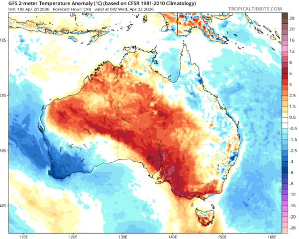 weatherzone's tweet image. Large parts of southern Australia will experience a run of unseasonable mid-autumn warmth for several days, beginning this Tuesday. 🌡️ #Hobart, #Melbourne and #Adelaide are expecting a 5-day run with maximum temperatures around 5°C warmer than usual. weatherzone.com.au/news/prolonged…
