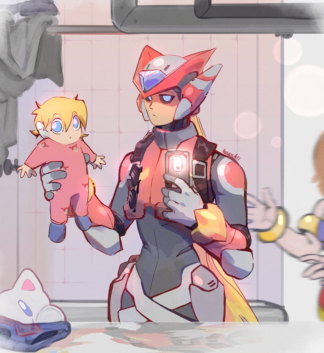 Heavensadi's tweet image. "Hey, why are you holding him like that?!" [AU]
I suppose it's about quality time and immortalizing the moment...
-------
I think I already like this design, although I will make more improvements
#artwork #megamanx #megamanzero