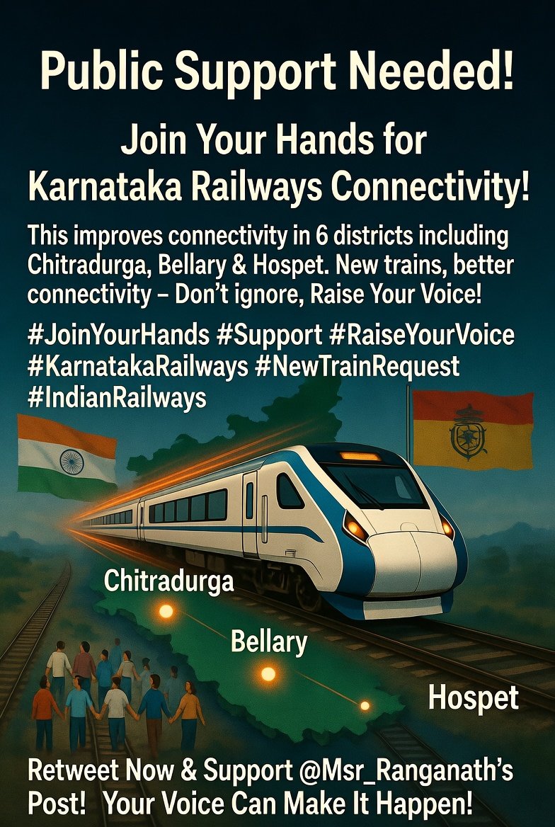 Msr_Ranganath's tweet image. @HospetRailUsers @Hubballi_Infra @CKM_Rail_Users @rlyhydka @KARailway 
#Support #Public #JoinYourHands #RaiseYourVoice! #Request