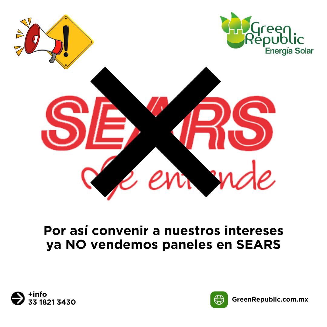 MexicoRepublic's tweet photo. Atención querida comunidad 📣

La experiencia no fue grata, por lo tanto les informamos que hemos terminado la relación comercial con esta tienda departamental, buscábamos un ganar ganar sano, pero no fue posible ☹️

@searsmexico no me entiende 😒
#PanelesSolares #GreenRepublic https://t.co/fqa0xTbwfV