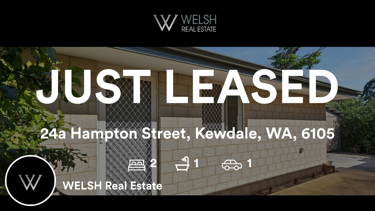 🛌 2 🛀 1 🚘 1
📍 24a Hampton Street, Kewdale, WA, 6105

Our latest leased rental on RateMyAgent

rma.reviews/p6n71akrpbc4

...
#ratemyagent #realestate #WELSH_Real_Estate