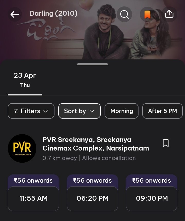 SShanthReddy's tweet image. Narsipatnam Bookings Open 

#Prabhas #RebelWood #Darling4K