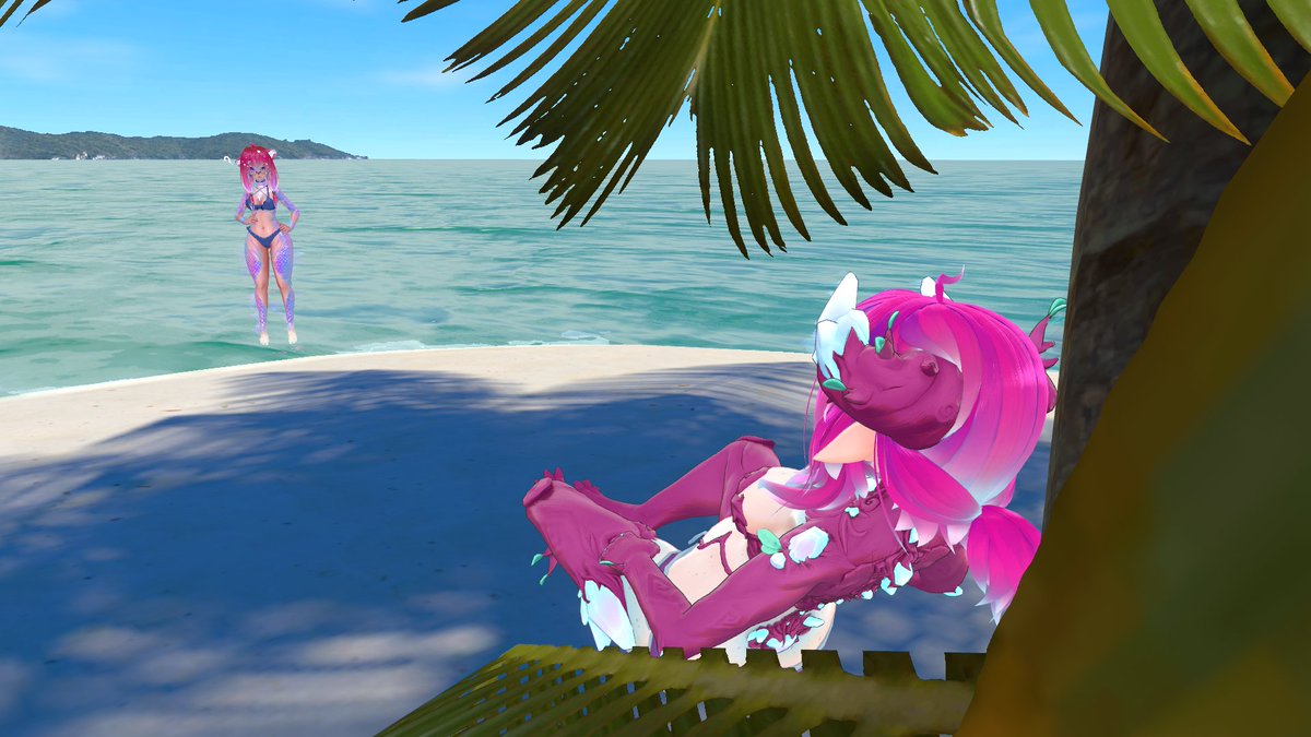 TayukiTheNuki's tweet image. Photoshoot 04 - The Beach Dryad

(02)

Seem to keep running into pretty girls on these islands, the goat boy on the mainland aside. This one had some sort of nature spirit soaking in sun under a palm tree. She didn't talk too much at first, we just sort of stared like cats.

#VR