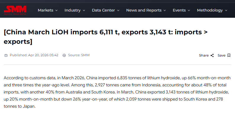jczuleta's tweet image. In March 2026, China imported three times the year-ago level. Seems like LFP batteries are beginning to face some competition in China. It is also an indication of a diversified #lithium downstream.