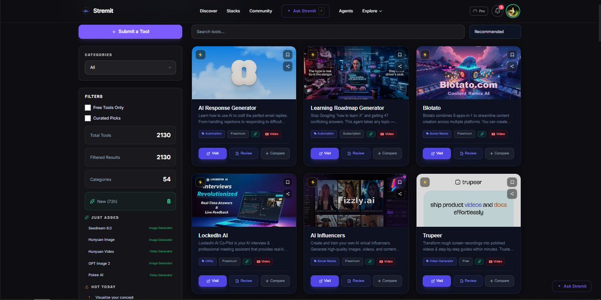 benjiDev19's tweet image. Looking for builders to publish their product on stremit.io

We on 50k monthly views with 5k heavy active AI tools users that come everyday to try new AI tool on the platform.

If you are building with AI, join Stremit to publish your product - it's FREE
#builders