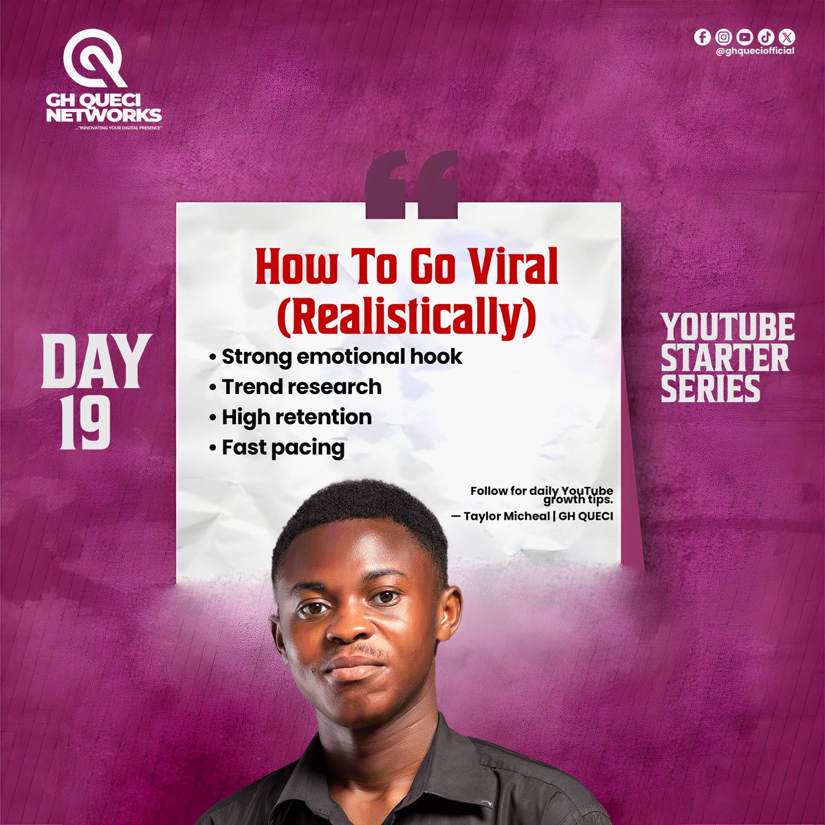 ghqueciofficial's tweet image. “Going viral” isn’t random.

Do this instead:
• Hook emotions fast
• Study trends
• Keep retention high
• Edit tight (fast pacing)

That’s the formula 🔥
#YouTubeTips #ContentCreators #GoViral