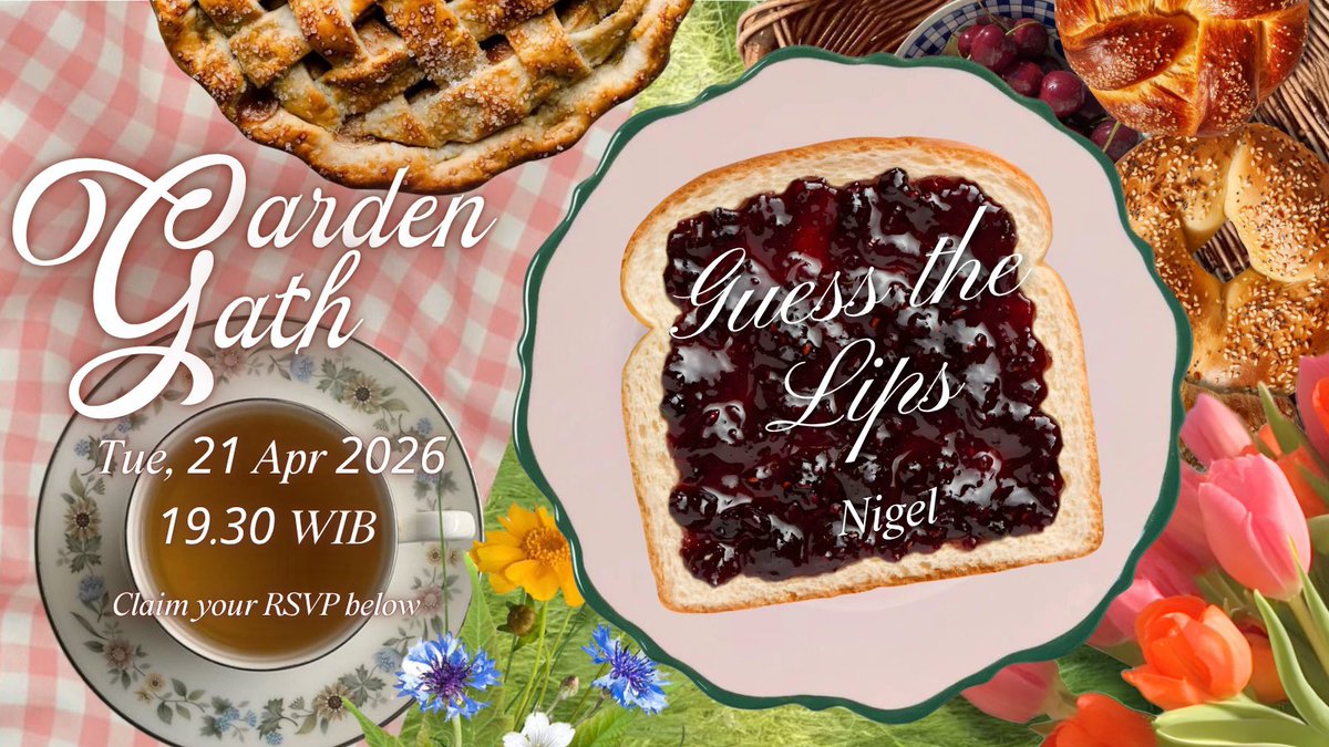 ㅤ 
ㅤ 
       𔓘 terre soignée  ▎𝗴̲𝗮̲𝗿̲𝗱̲𝗲̲𝗻̲ ̲𝗴̲𝗮̲𝘁̲𝗵̲ 🍃
           care for the soul of the garden!
            
            𖧧 GUESS THE LIPS
            𖧧 NIGEL
            𖧧 19.30 WIB, Join: s.id/garden-gath
 
           repost to water them!

ㅤ