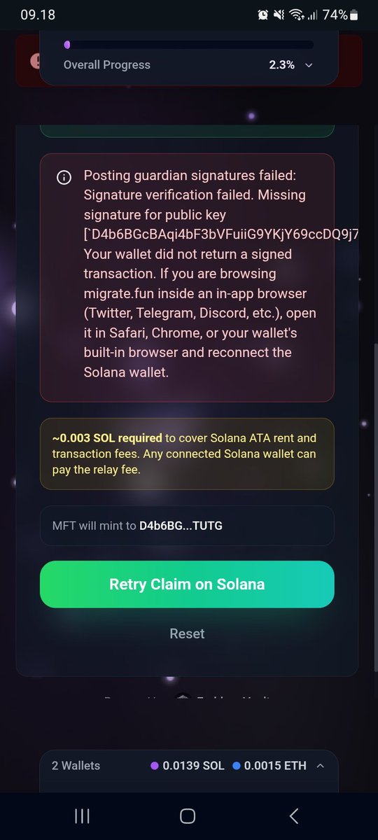 arifruli19's tweet photo. @MigrateFun @bobocouncil why can't I claim to Solana? https://t.co/y5zSXgAwPG