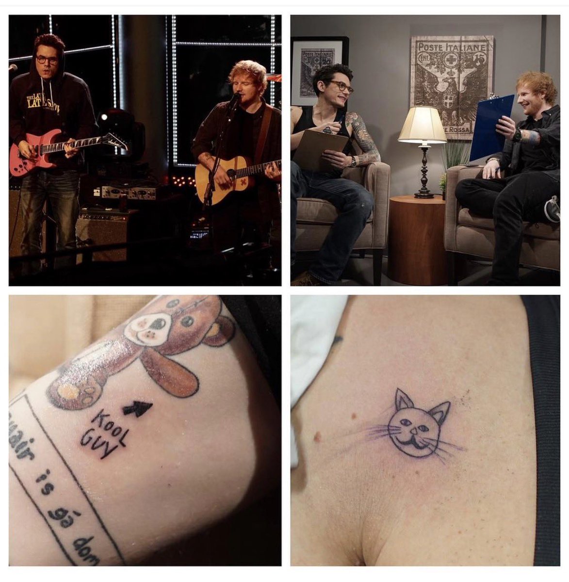 mayersbelief's tweet image. John 9 years ago today via Instagram:

#tbt February, 2015. @edsheeran and I secretly drew tattoos for one another and both got inked on The Late Late Show when I was the guest host for a brief stint. This is the kind of quality television I(Cont. in comments)

(April 20, 2017)