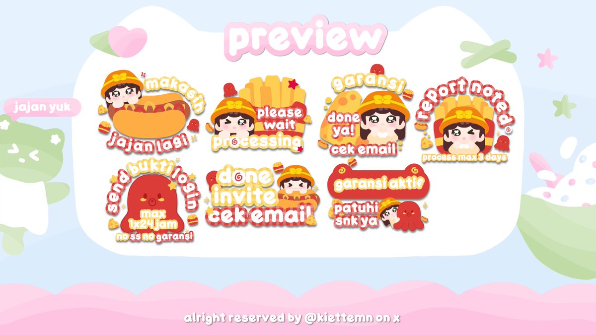 kiettemn's tweet image. help repost temen temen, terima kasih banyak

hai, ibie bawa 4 stiker pack chibi 🌟 detail bisa cek di ALT YA!! 

t. stiker pack #zonauang