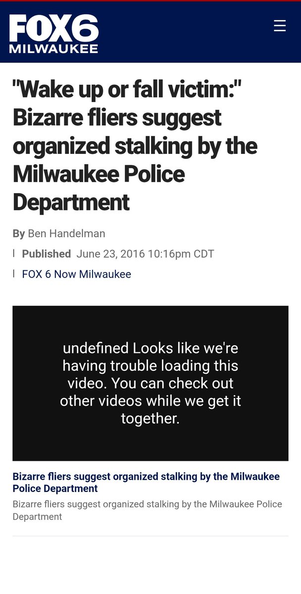 BehestBeauty's tweet image. "Wake up or fall victim:" Fliers suggest organized stalking by the Milwaukee Police Department | FOX6 Milwaukee 

Date: 6/23/2016

This #hero tried 10years ago

fox6now.com/news/wake-up-o…