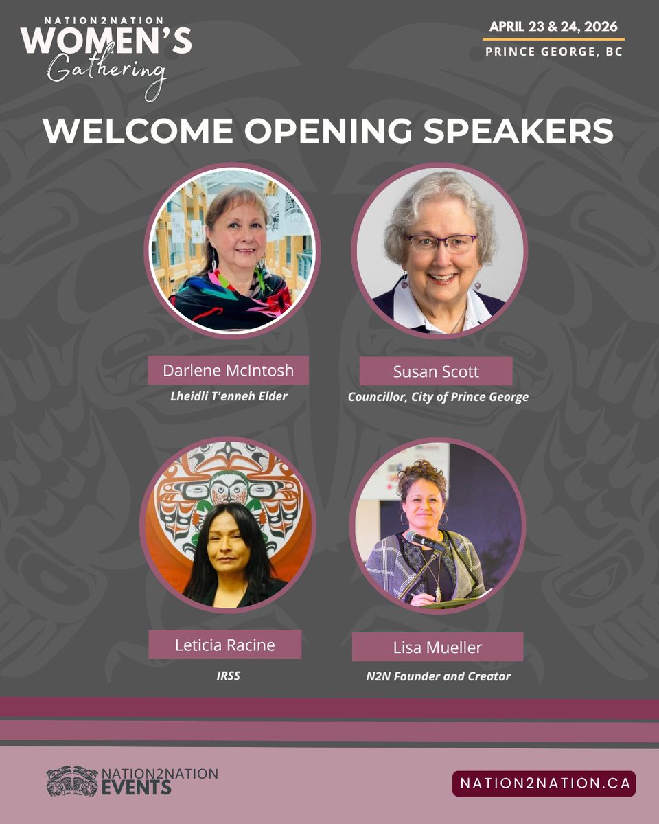 Events_N2N's tweet photo. We’re pleased to welcome our Opening Speakers to kick off the Women’s Gathering. Thursday, April 23 at 12:30 pm @ the Coast Inn

We’re honoured to have them help open this year’s event and bring everyone together as we begin.

Register Now: https://t.co/VMoLYBIcAM 

#registernow https://t.co/NrOxv9DKIr
