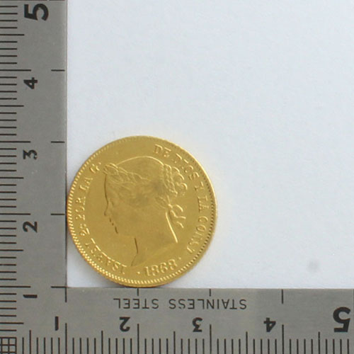 スペイン領フィリピン 1868年 4ペソ金貨 イサベル2世》 造幣都市