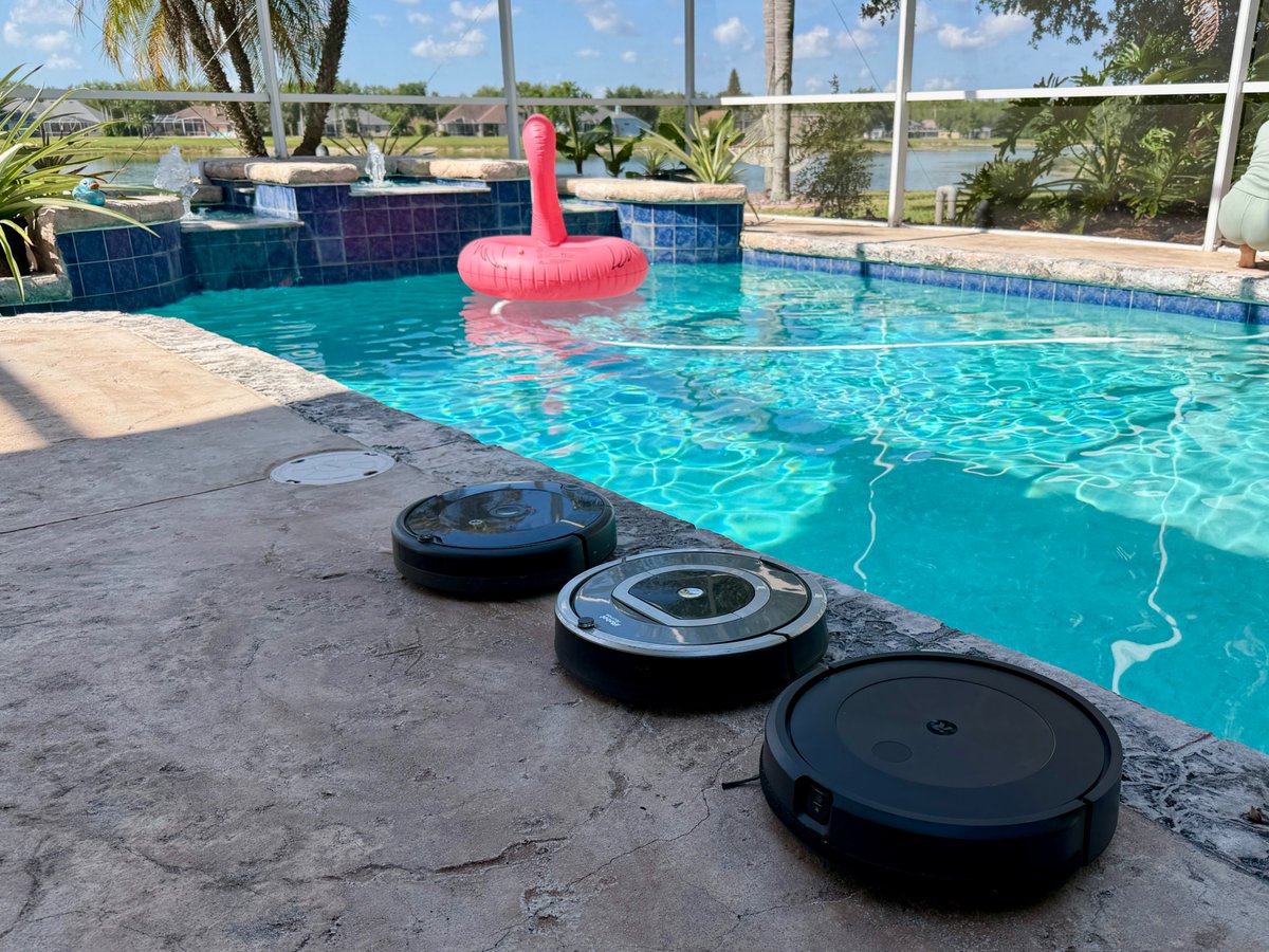 SebastianBalos's tweet image. Getting a #Robot Vacuum to do the pool area is actually tougher then you might think. The different sensor tech makes a massive difference. I think that the #Roomba "I" series is the best bang for the buck. I have a J7 in this one and it's ok but not that impressive for a large