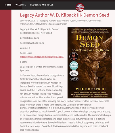WDKilpack's tweet image. Kilpack's "technique of creating magnetic characters &amp;amp; great plotlines is a gift. " eBook Sale on Award-Winning New Blood Saga! | Tap 4 More tinyurl.com/NewBlBk3
or Tap 2 Buy! Kilpack.net/Shop

#Amazon #KU #Fantasy #Kilpack #Author #NewBloodSaga #WritersLift #ebooksale