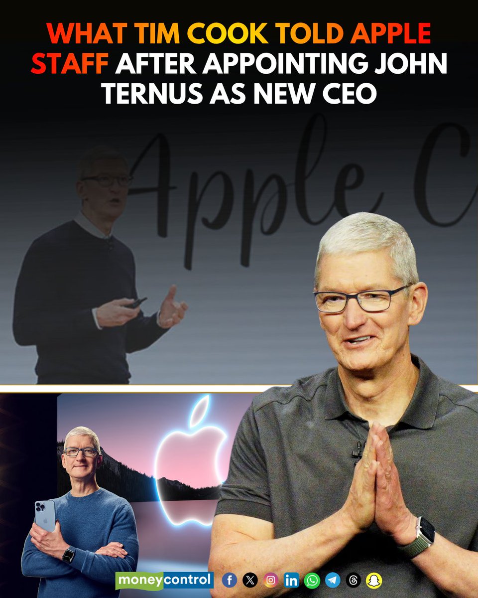 moneycontrolcom's tweet image. 🚨 After tapping hardware chief John Ternus to succeed Chief Executive Officer Tim Cook as the iPhone maker’s leader, Apple Inc. sent memos to staff from both executives explaining the move.

Here's what he said ⤵️

#TimCook #Apple #JohnTernus