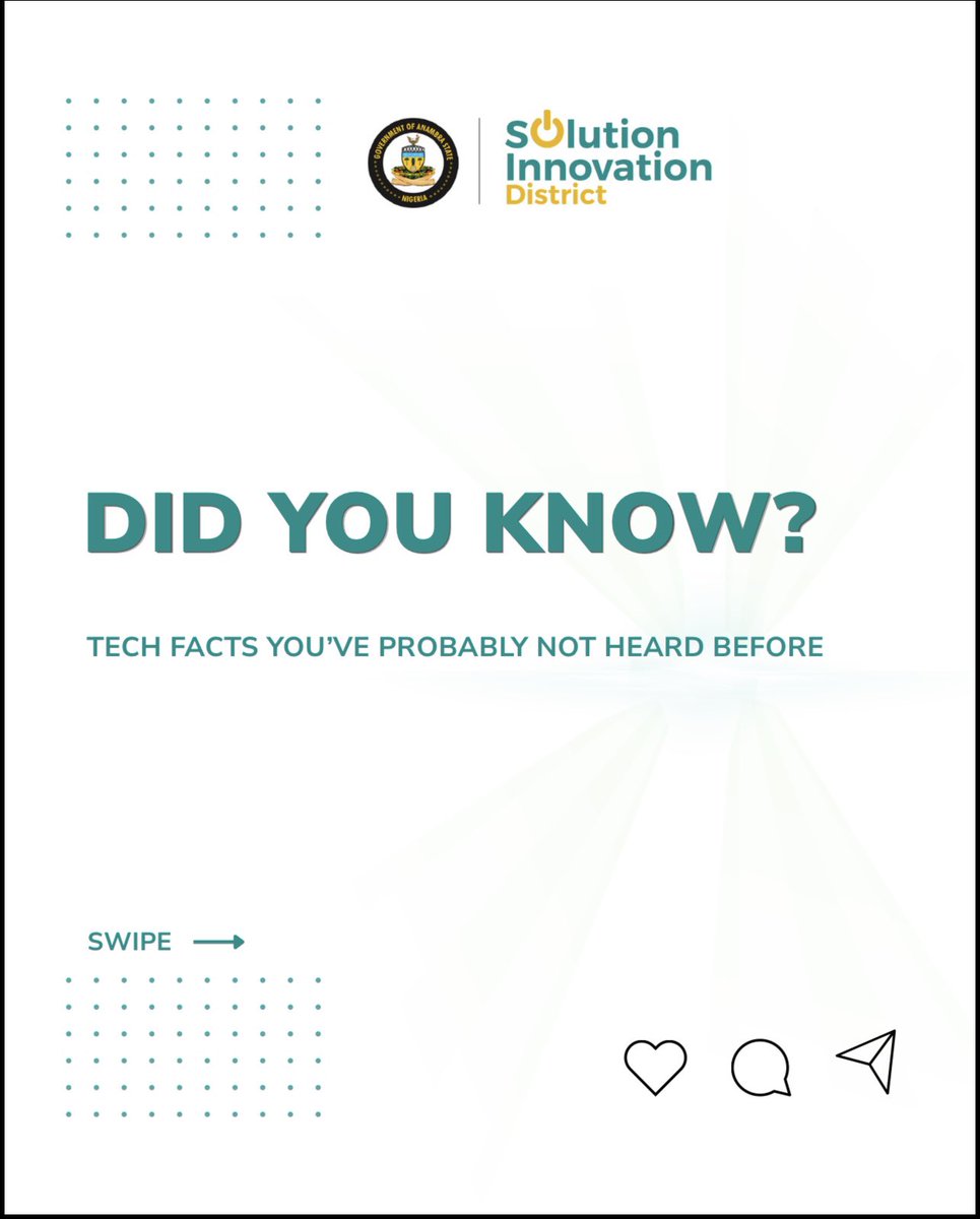 solution_sid's tweet image. DID YOU KNOW? (Tech Edition)

Some of these tech facts sound unreal… but they’re 100% true 🤯
Swipe through and see how many you already knew.

Don’t forget to comment the one that surprised you most.

#SID #SolutionInnovationDistrict  #AfricasSiliconValley #techfacts