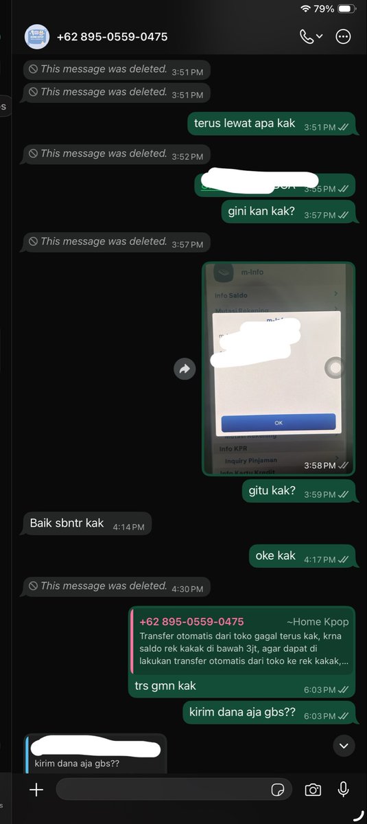 AdistiCallista's tweet image. guys pls bantu aku teror akun ini, aku kena tipu 500rb 😔😔 akun ignya @homekshop.id no telpnya +62 895-0559-0475

#penipuan #kpop