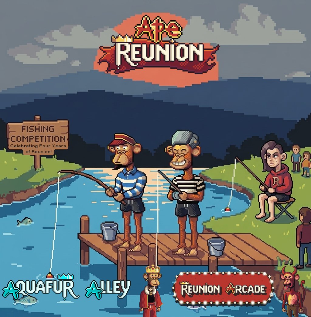STARTING NOW ONLY AT WORLD.APEREUNION.XYZ 

WEEKLONG FISHING COMPETITION:

1) CONTACT <a href="/Thrill_Trades/">Thrill</a> or <a href="/EDMantis/">𝗘𝗗</a> TO GET YOUR WALLET ADDED
2) LOGIN AND START CRAFTING FISHING POLE TO COMPLETE TUTORIAL OF REUNION

KICKOFF IS ON 4/28 AQUAFUR ALLEY SPACE

PRIZES INCLUDE: