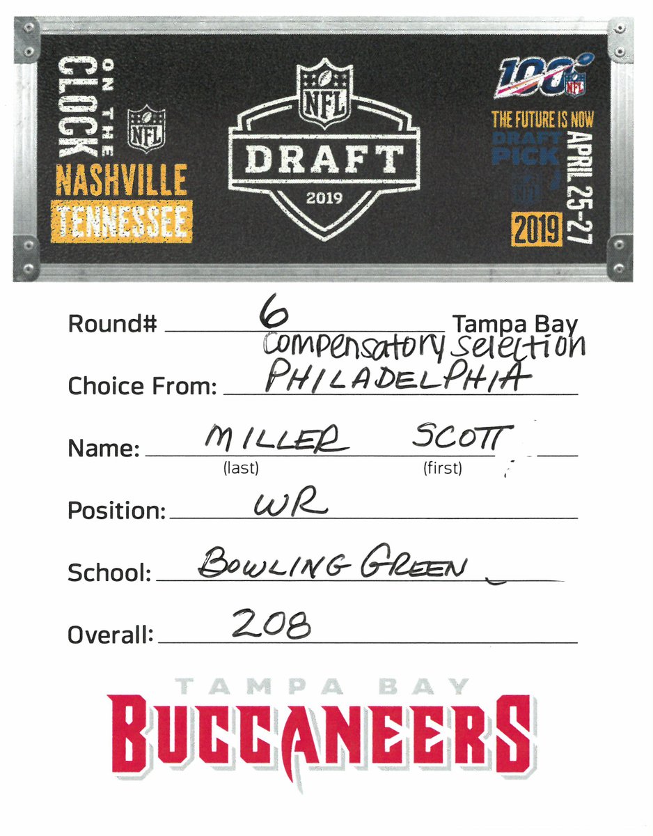 BG_Football's tweet photo. On this day in 2019, Scotty Miller (@MillerTime___10) was drafted by the @Buccaneers in the sixth round of the 2019 NFL Draft.  

#FalconsInTheNFL 🟠🟤 https://t.co/G61zqetuQe