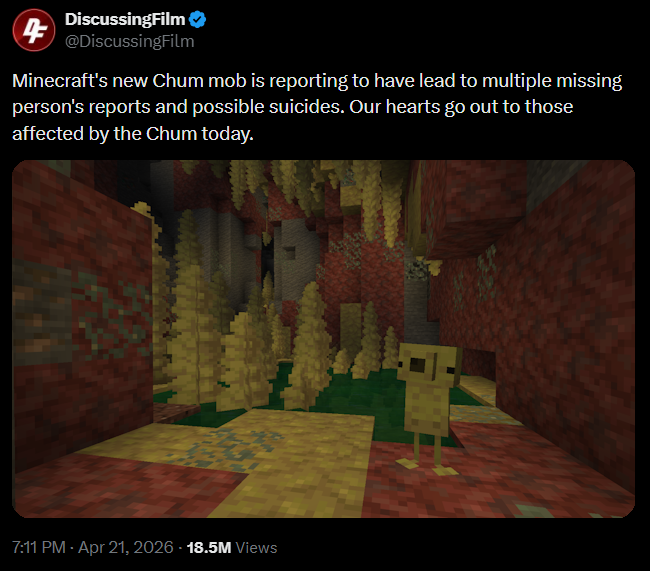 XorpMojank's tweet photo. a premonition.
#Minecraft #MinecraftBedrockEdition #MinecraftUpdate #MinecraftDrop #MinecraftLIVE #MinecraftMovie #Chum #LavenderTown #Creepypasta #Milstrobe #ChaosCubed #Mojang #leak #Microsoft #NintendoSwitch #Playstation #Xbox #Java #MinecraftDead #2027Abyss https://t.co/RCXjK5eLcX