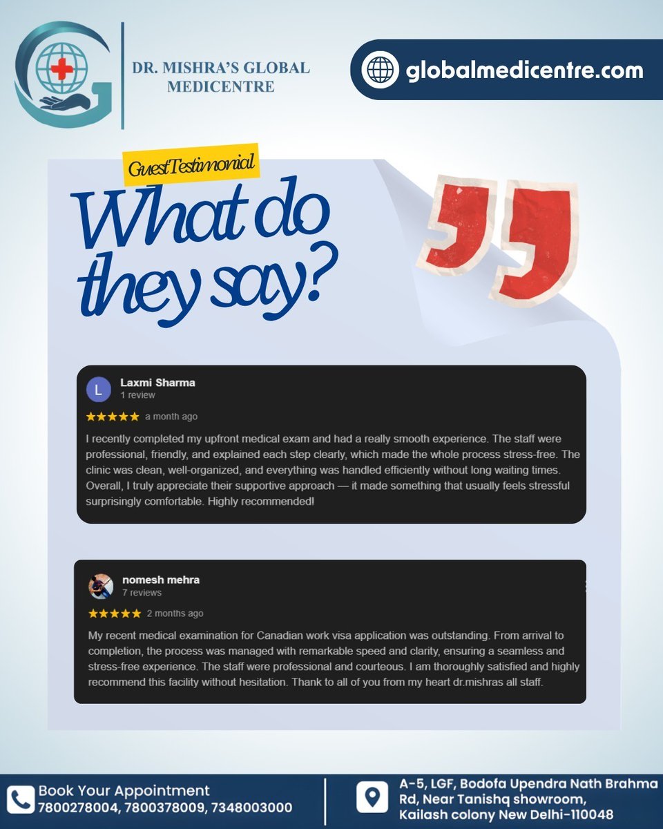 drmishrasgmc's tweet image. Real stories. Real trust. ⭐
Smooth, stress-free care you can rely on.

📍 Visit us: Kailash Colony, New Delhi
🌐 Website: globalmedicentre.com

#PatientTestimonial #Healthcare #TrustedCare #DelhiHealthcare #DrMishrasGlobalMedicentre #BookNow