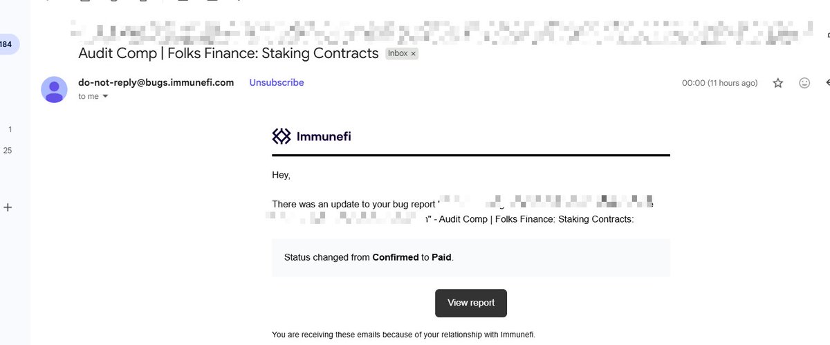 M1S00000's tweet image. First paid report on Immunefi 🔓

Just getting started 🚀

#BugBounty #Web3 @immunefi