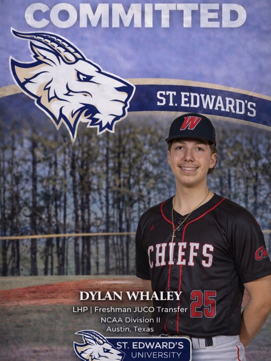 dwhaley28's tweet photo. Blessed to announce I'm committed to St.
Edward's University to continue my academic &amp; baseball career.

Thank you to @WCCBaseball, my coaches @CoachAlexHales @ZachTeske1 @coachNard1 @Loco4life35, and @RRoyalL16 for the opportunity.

Excited to join @SEUBaseball.

#GoHilltoppers https://t.co/S6hXcC2z8m