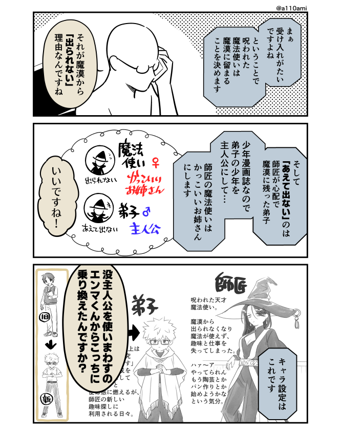 新連載を考える漫画家と編集のオリジナル漫画(のネーム )
魔漠のふたり編(2/3) 