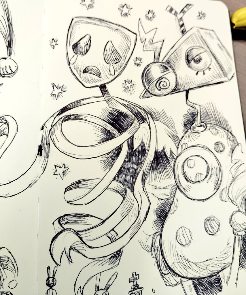 Ok these two are fun to draw ( different pen now) 