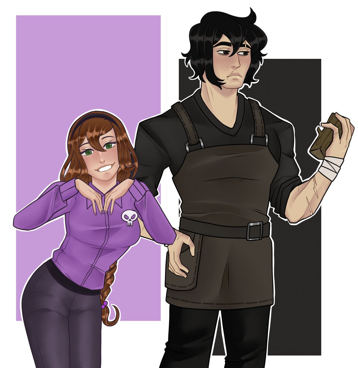 xLonelywoodsx's tweet photo. After all these years, they still live rent free in my head
This is their Human!AU designs; Anabelle Nightshade and Seth Coronado Ruvacalba. 
Anabelle works as a guide at a poison museum and Seth works at a mom and pop shop that sells souvenirs ; he carves wood figures. https://t.co/xaSrNAMFV4